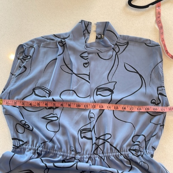 Wortington Abstract Painting Print Blue Blouse Size L - Picture 7 of 8